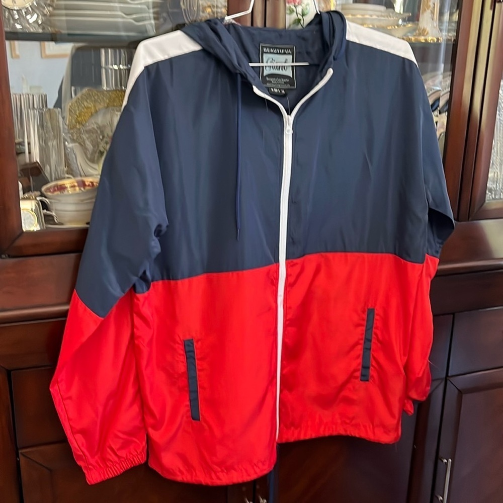Men’s color block Americana windbreaker 💙❤️